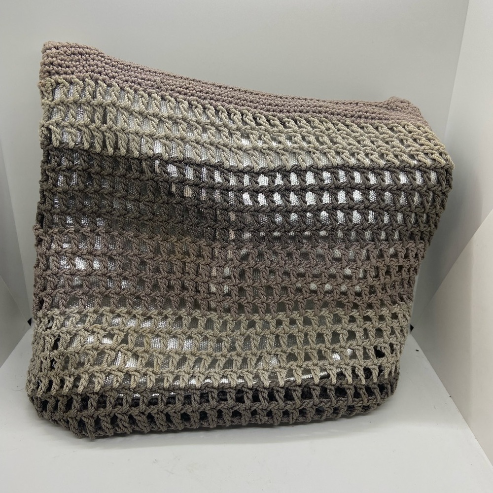 The Sac Vintage Original Crochet Hobo Shoulder Bag Neutral Brown Taupe Boho